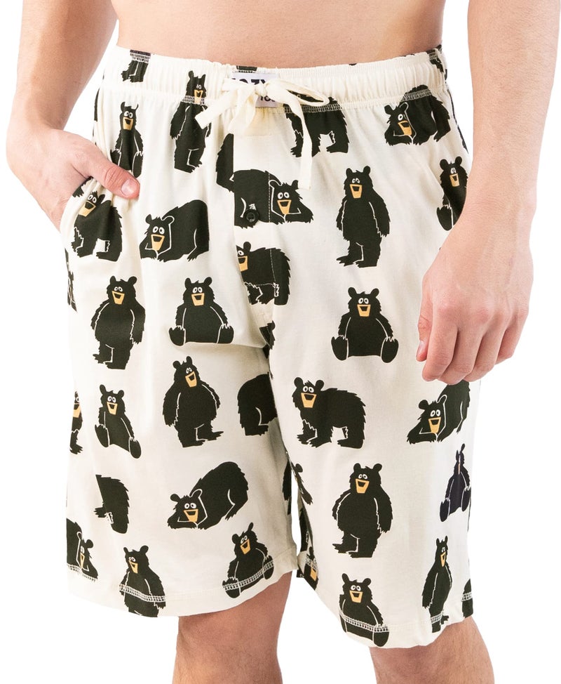 Lazy One Pajama Shorts for Men, Men's Pajama Bottoms, Sleepwear, Animal (Papa Bear, Large) - Image 1